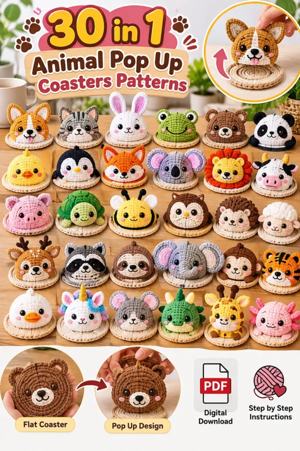 30 in 1 Animal Pop Up Coasters Patterns 30 in 1 Animal Pop Up Coasters Patterns