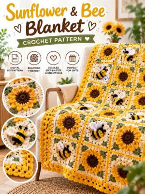 93a4d46f-e6d7-4efc-aa17-2d2fc480461a Sunflower & Bee Blanket Crochet Pattern